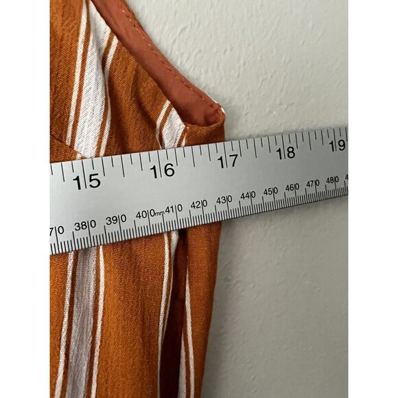 Lulus Jumpsuits Womens Medium In The Sunshine Striped Culotte Lined Rust White - Picture 6 of 10